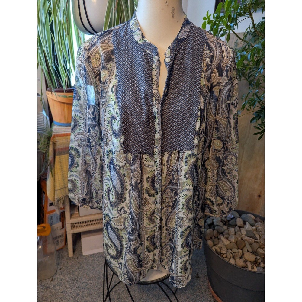 Liz Claiborne 2pc crinkled chiffon button down smock style w/ cotton cami szLg